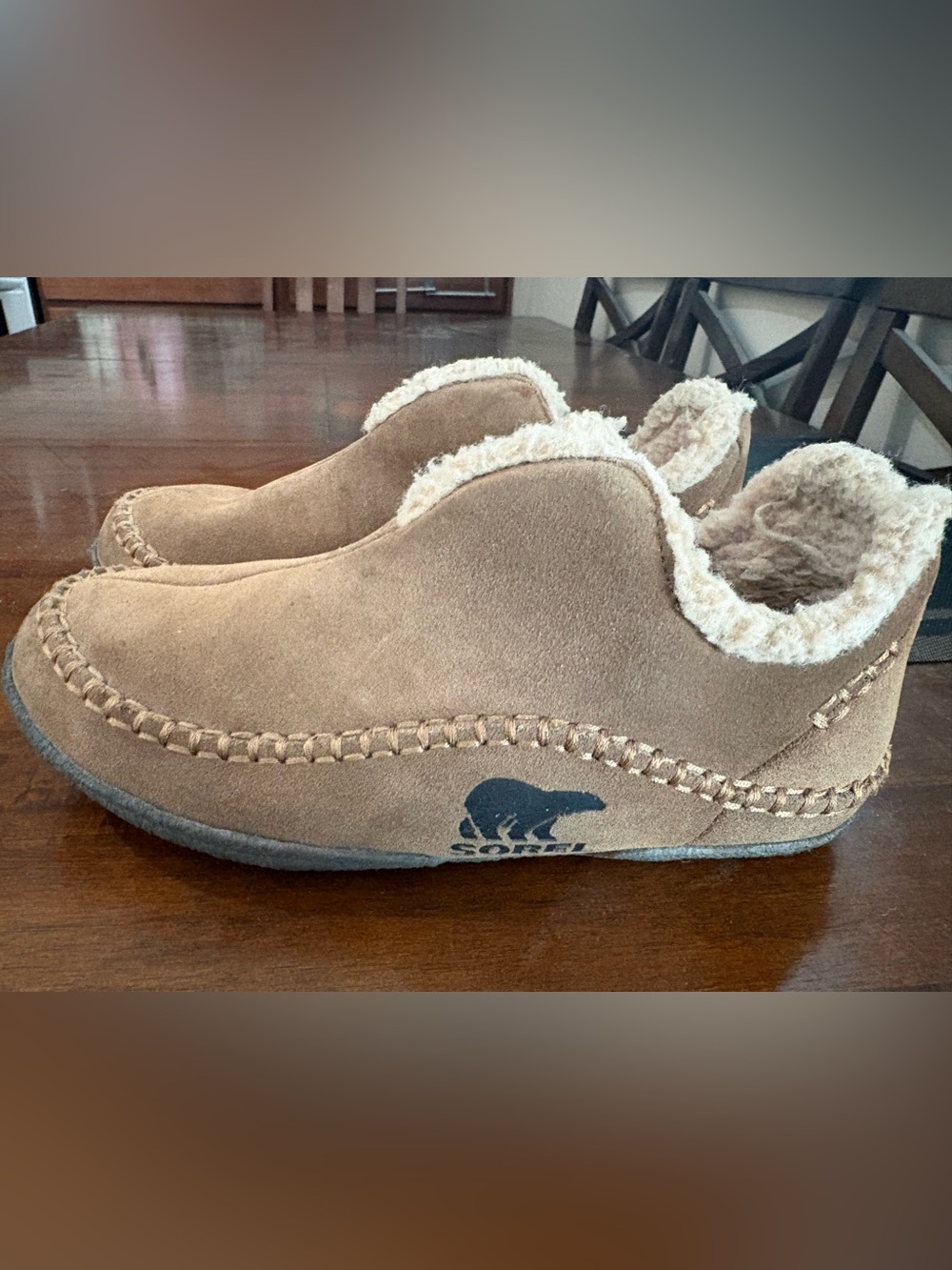 Sorel Kids' Brown Suede Shearling-Lined Slip-On Slippers